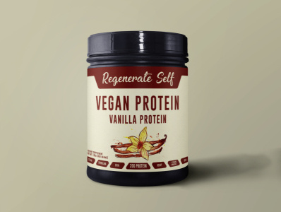 Vegan Vanilla Protein product label and packaging design