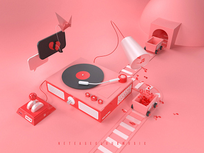 3D for Netease Cloud Music 3d c4d create design music music app phonograph photoshop social