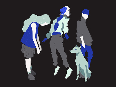3+1 characters dog illustration