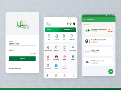 Islamic Wallet App android app app app ui design application design banking app finance app fintech interface ios app logo mobile apps mobileappdesign product design ui ui design uiux ux