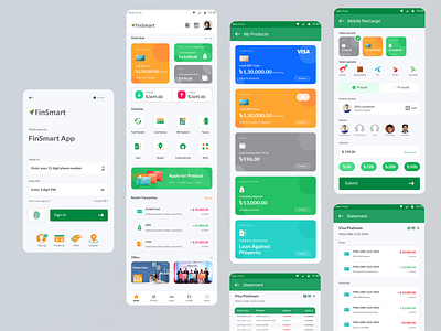 FinSmart App UI Design android app app app ui design application design banking app branding card app financial app finsmart app interface design mobile app design product design ui ui design ux