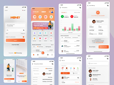 Money Banking Wallet App Design app ui design application design banking app clean financial app glass morphism interface design mobile app design money app money banking wallet app design product design ui ux wallet