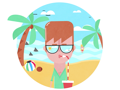 Beach Developer beach character coconut human sharks sunglasses tropical