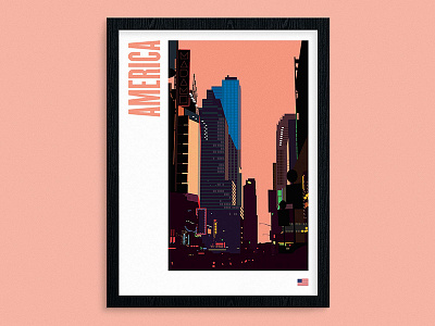 Travel Posters - America america graphic design illustration new york poster times square usa