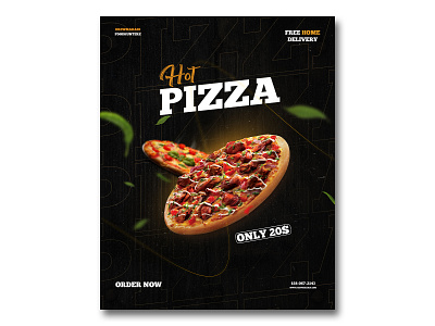 Hot pizza poster design food poster design branding design designer food graphic design graphic designer illustration logo poster poster design ui