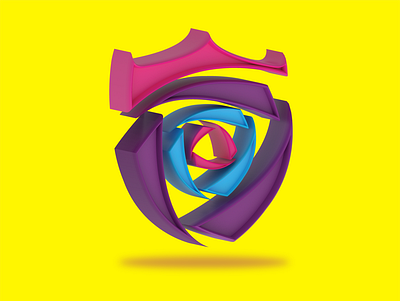 3D Shield logo letter O + Crown 3d 3d logo 3d shield 3d shield letter logo 3d shield logo blue branding design graphic design illustration logo luxury logo pink ui violet yellow