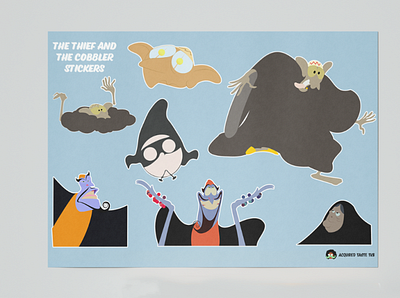 The Thief and The Cobbler Stickers adobe draw adobe illustrator adobe photoshop design illustration mockup movies stickers vector