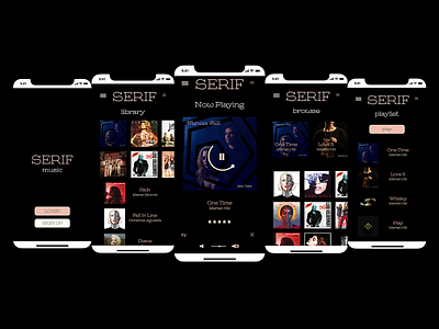 Serif Music App app branding design mockup music music app ui ux