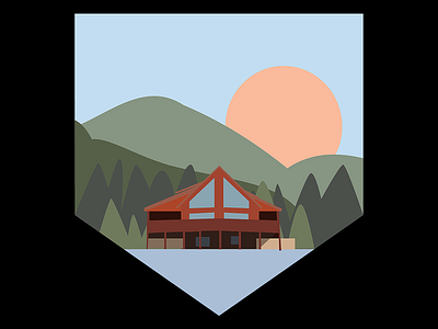 Cabin badge design illustration little cabin in the woods vector