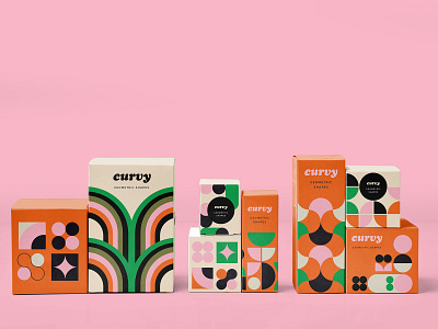 Curvy box set abstract pattern background bauhaus bold colors design geometric graphic design illustration packaging design surface design vector art