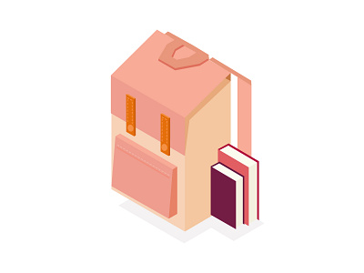 Back to school bag illustration isometric school studies