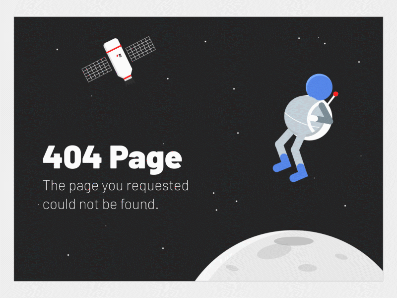 Daily UI #008 - 404 Page Design 404 404 page aftereffects astronaut astronomy character dailyui design flat design illustration illustrator moon universe