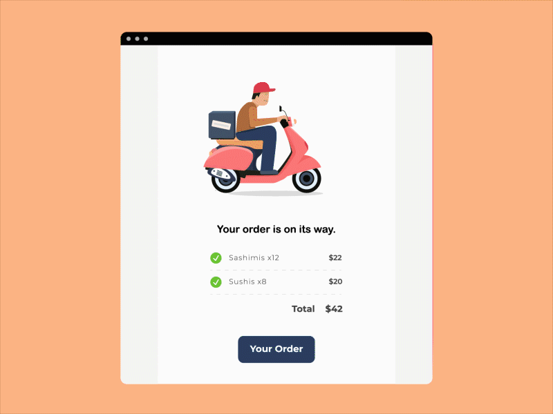 Daily #017 - Email Receipt after effects animation bike dailyui delivery service email food illustration motion motorbike order receipt scooter speed