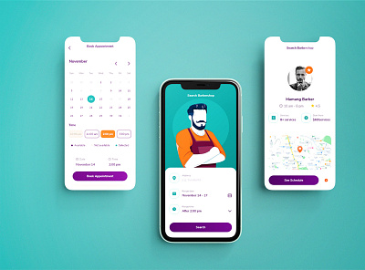 Barbershop Booking App Ui Design app appdesign appuidesign barberapp bookingapp design ui ux