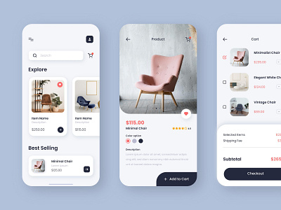 furniture shopping app app appdesign application appuidesign design ecommerce ecommerceapp furniture prototype ui uidesign ux