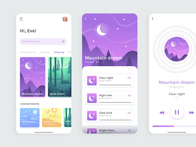 Meditation app interface app appdesign appuidesign design meditation meditationapp meditationappdesign ui ui ux design uidesign ux