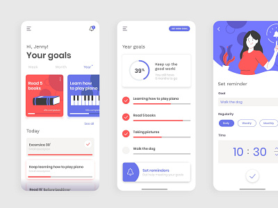 Goals and habits tracking app app appdesign appuidesign design goalapp habbit tarcking tracking app ui uidesign ux