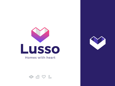 Lusso brand branding design heart homes identity interior logo logo design logotype room simplistic