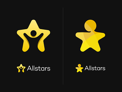 Allstars Concepts agency allstars brand identity logo negative space person star talent yellow