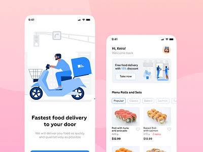 Food delivery app animation branding ui