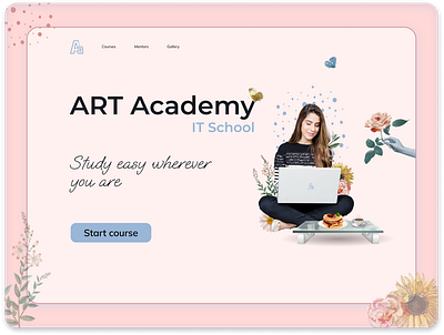 The card for remote studying in Art Academy IT School remote study ux vector