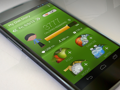 Dribbble Shot mydietdiary android diet app exercise app mobile ui