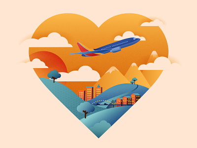 How Southwest Leads With Heart to Win Customers airplane art direction heart illustration