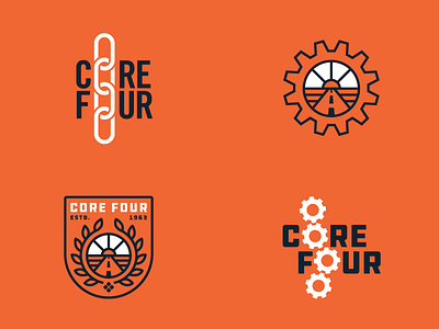 Core Four art direction branding chain construction gears highway sunrise values work