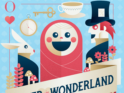 Oliver in Wonderland Illustration alice in wonderland art direction baby illustration playing card poster storybook