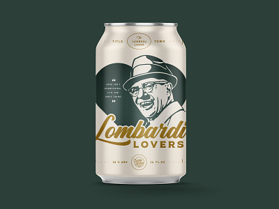 Lombardi Lovers Beer Can art direction beer beer can beer can design design green bay packers illustration lager memphis typography vector vince lombardi
