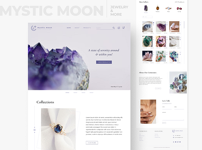 Mystic Moon - Jewelry Landing Page branding crystals design e commerce e commerce website elegant graphic design jewelry web design jewelry website landing page light mode minimalism product design shopping shopping website ui ux web design website website design