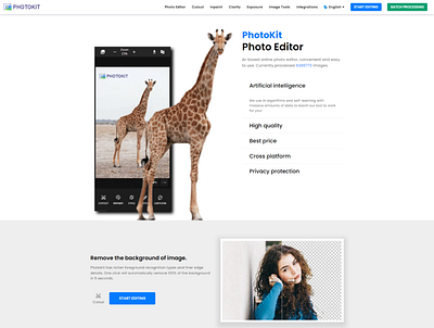 Online photo editing app homepage design app branding design graphic design ui website