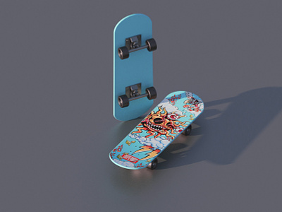 Simple Skateboard 3d c4d illustration lowpoly skateboard thearender