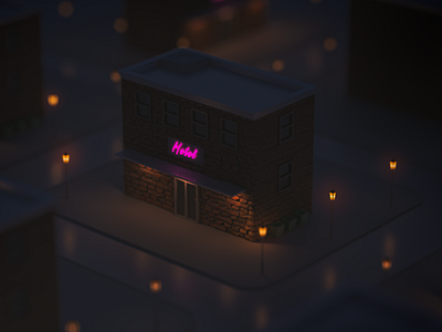 Tiny Motel 3d c4d hotel lowpoly motel tiny