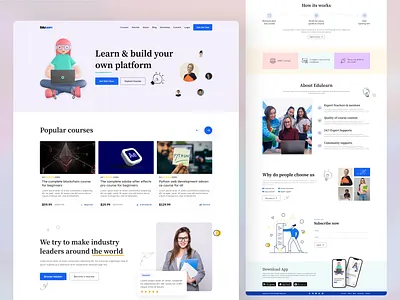 EduLearn | E-learning Landing Page Design education educationwebsite elearning figma landing landingpage learn mobile online onlinelearning ui uidesign uxdesign uxui web webapp website websitedesign webui