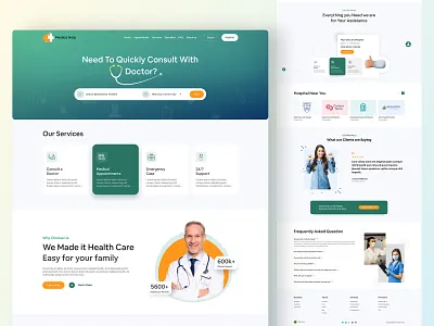 Medica Help | E-care Landing Page Design 3d animation branding consult design doctor emergency figma graphic design illustration landingpage logo medical mobile motion graphics new ui uxdesign uxui website