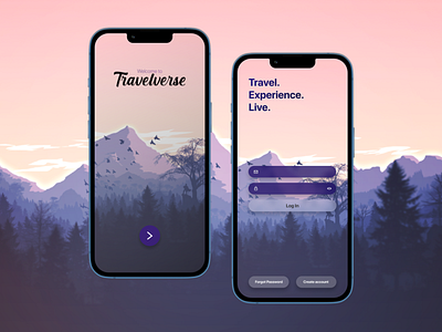 Mobile App Log In Concept - Travel App adobexd app branding concept design figma illustration mobile ui ux