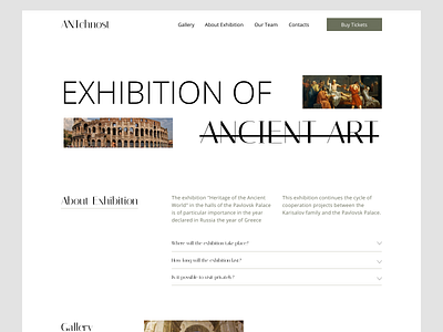 Landing Page - Exhibition of ancient art branding design ui uiux web design webflow