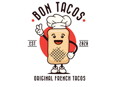 French tacos character logo badge character creative emblem logo minimal simple