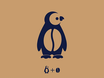 Penguin coffee coffee creative fun logo design minimalism negative logo penguin bean simple