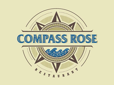 Compass Rose classic compass emblem logo logo design restaurant sophisticated vintage