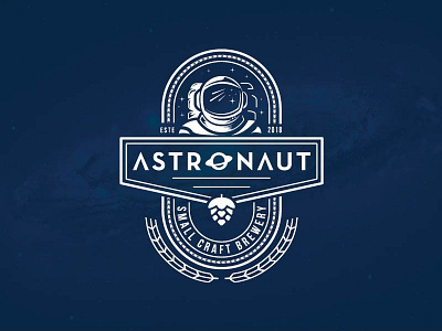 Astronaut 01 astronaut beer brewery character emblem galaxy illustrator logo retro space stars