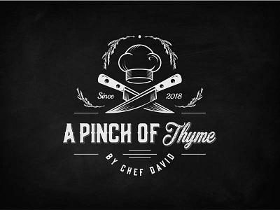 A Pinch Of Thyme Dribble chef cook cooking food illustration ink knifes outline restaurant. thyme retro vintage