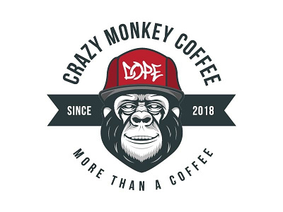 Crazy Monkey Dribble ape badge crazy design dope emblem fun hip hop illustration logo monkey music