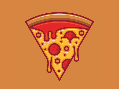 Pizza  dripping ketchup and melting cheese  modern logo design.