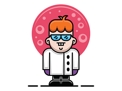 Dexter modern illustration cartoon character dexter doctor logo minimal science simple smart