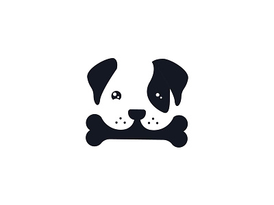 Cute long ears puppy holding a bone bone bones creative cute dog dog logo minimal negativespace puppy