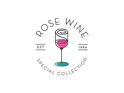 Rose Wine creative logo minimal roses smart wine wine glass