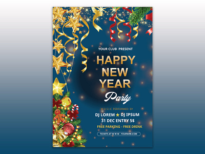 New Year Party Flyer business flyer celebration poster happy poster design event poster flyer flyer design graphic design new year champagne new year fireworks new year flyer new year party new year poster new year template eve