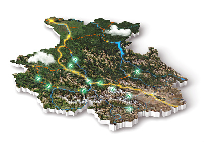 Altai 3d map 3d aerial aerial view design illustration isometric isometry landscape map render